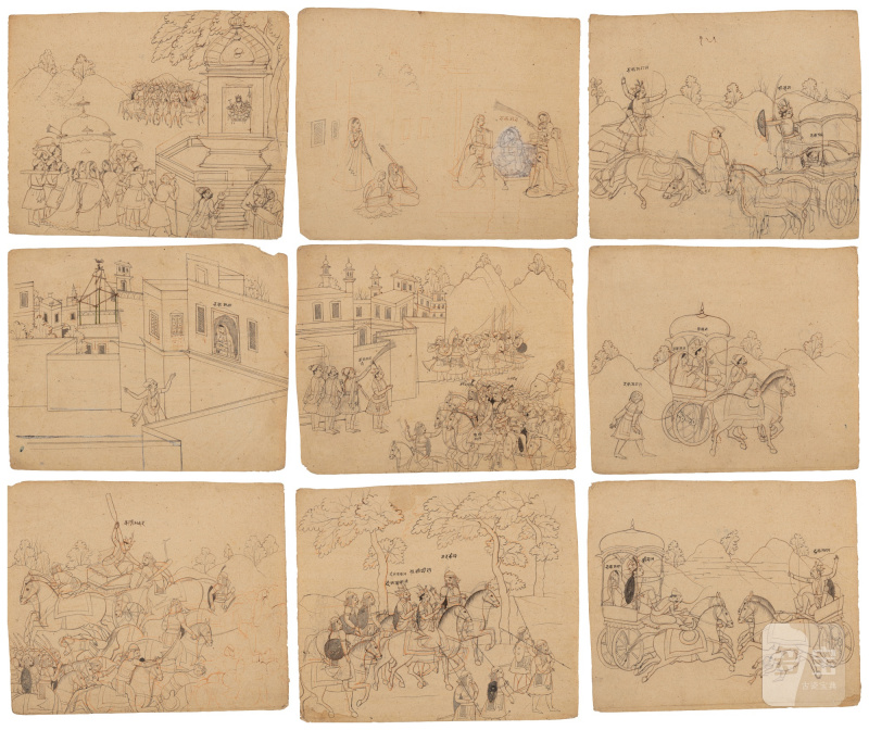 A group of nineteen drawings depicting the abduction of Rukmini by Krishna, India, Guler or Kangra, Late 18th / Early 19th century - 图20